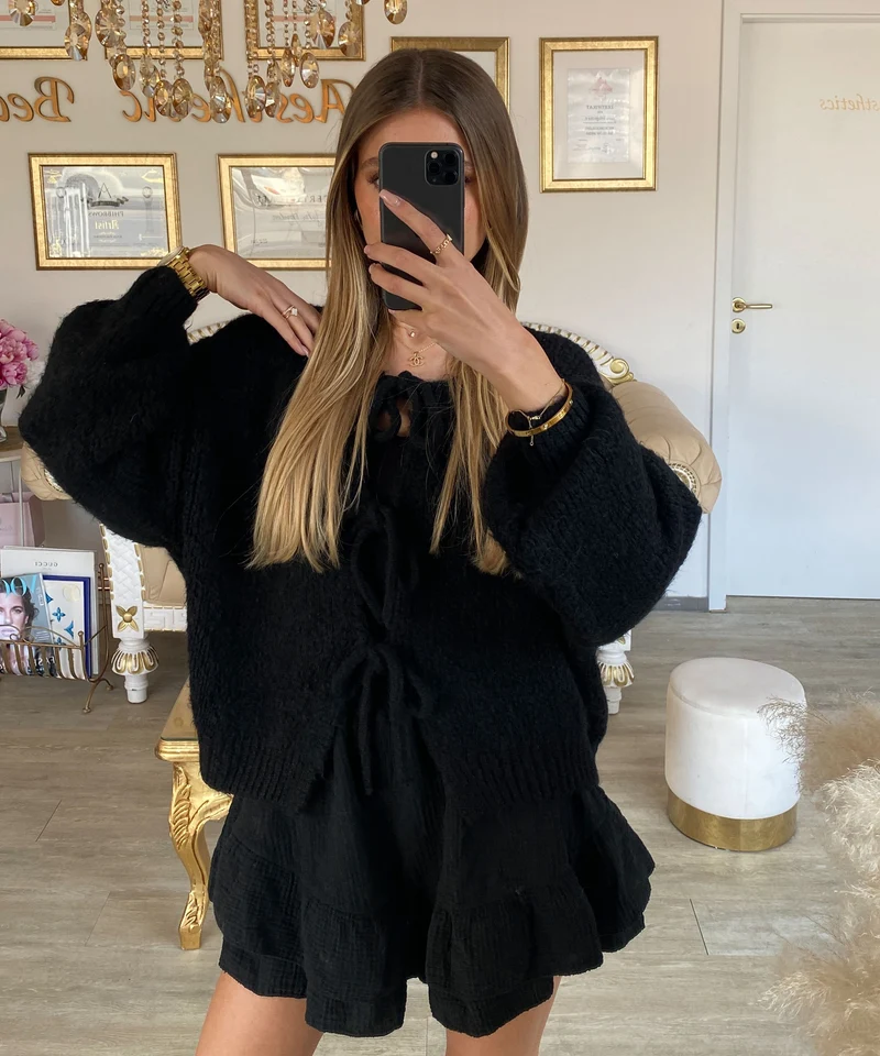 Cardigan Schleife Fia Schwarz