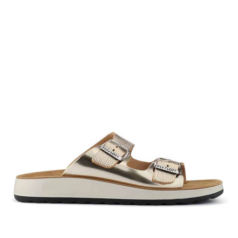 Fly Flot Dual Buckle Strapped Mule Sandals - FLY41019 / 326 665 - Gold