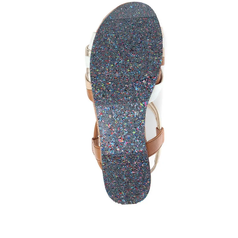 Flat Leather Sandals - JOSEF37500 / 323 354 - Tan Multi