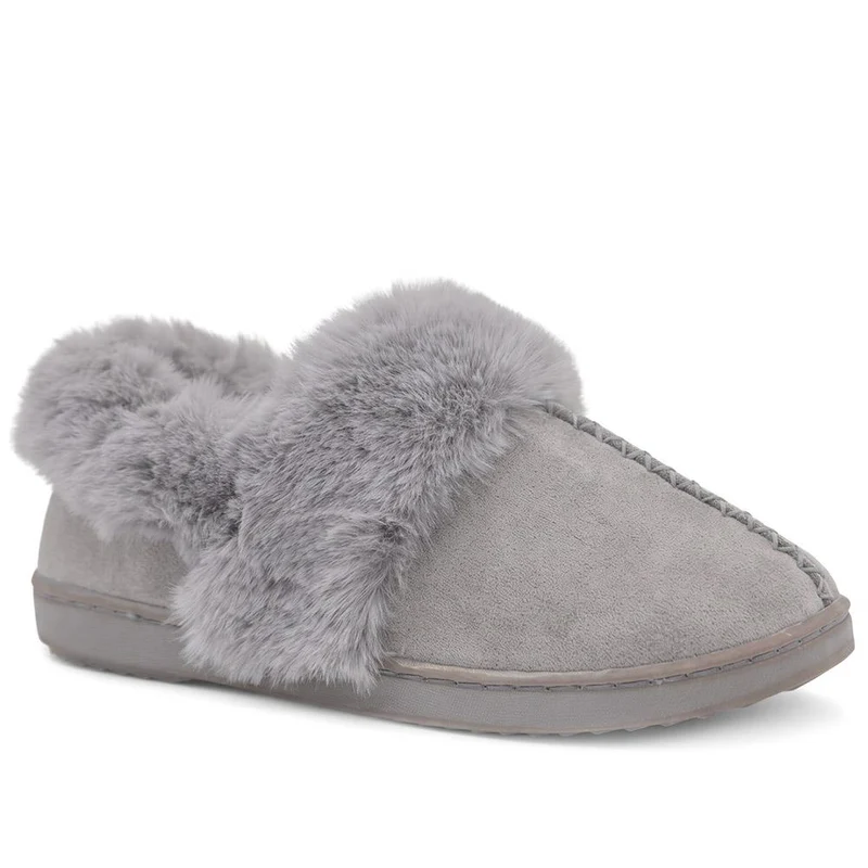 Luxury Faux Fur Full Slippers - GALOP44002 / 330 001 - Grey