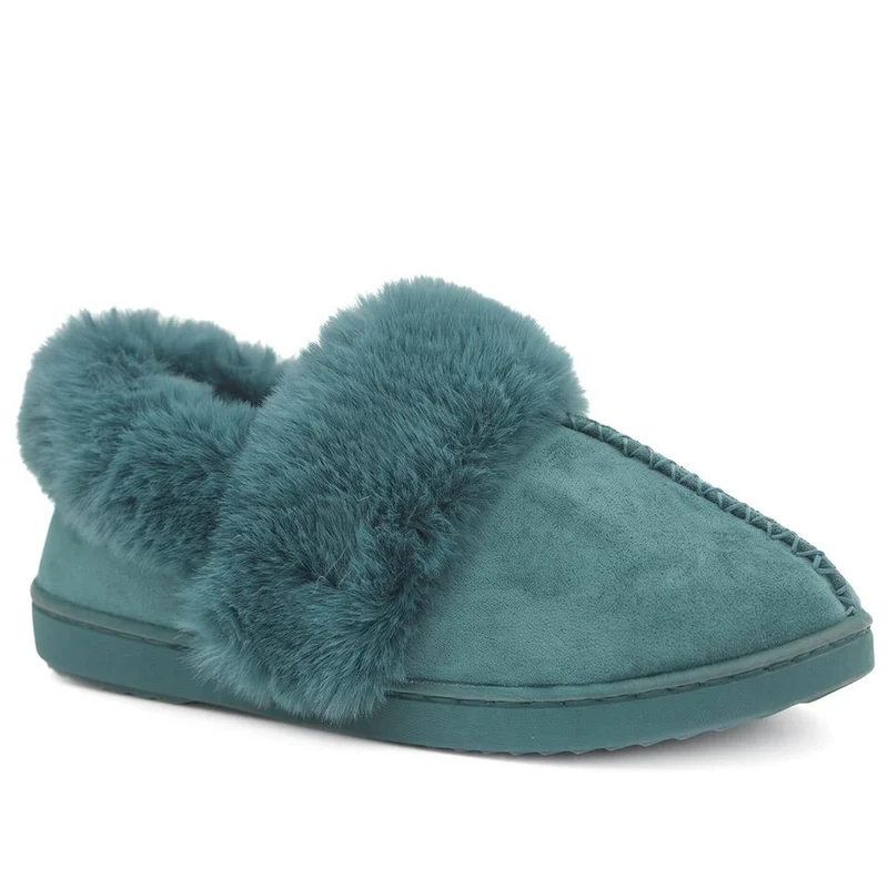 Luxury Faux Fur Full Slippers - GALOP44002 / 330 001 - Teal
