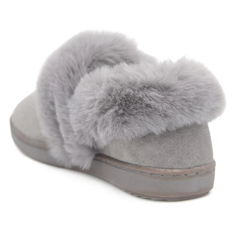 Luxury Faux Fur Full Slippers - GALOP44002 / 330 001 - Grey