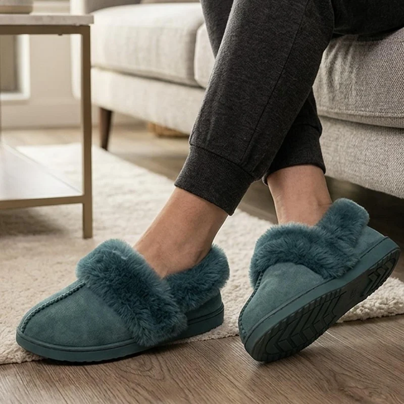 Luxury Faux Fur Full Slippers - GALOP44002 / 330 001 - Teal