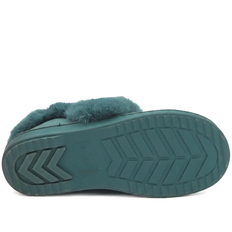 Luxury Faux Fur Full Slippers - GALOP44002 / 330 001 - Teal