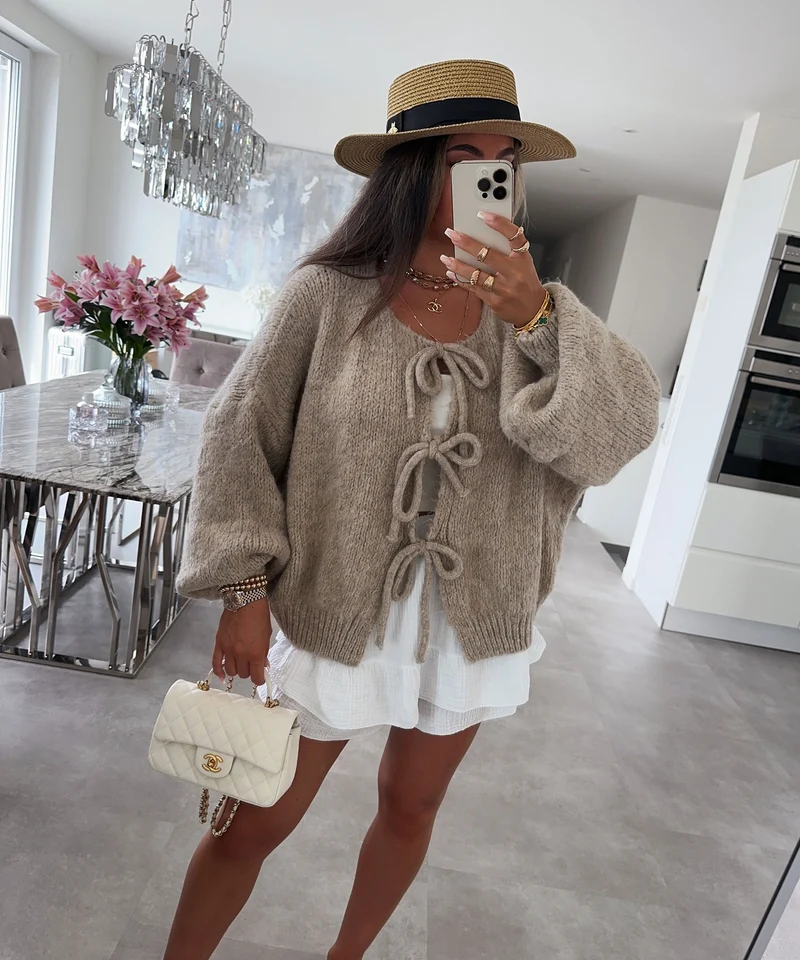 Cardigan Schleife Fia Taupe