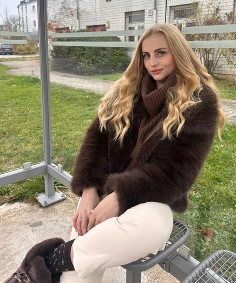 Felljacke Amara Dunkelbraun