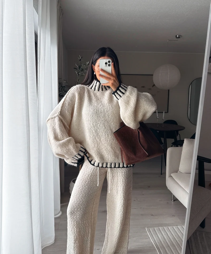 Pullover Salma Beige Schwarz