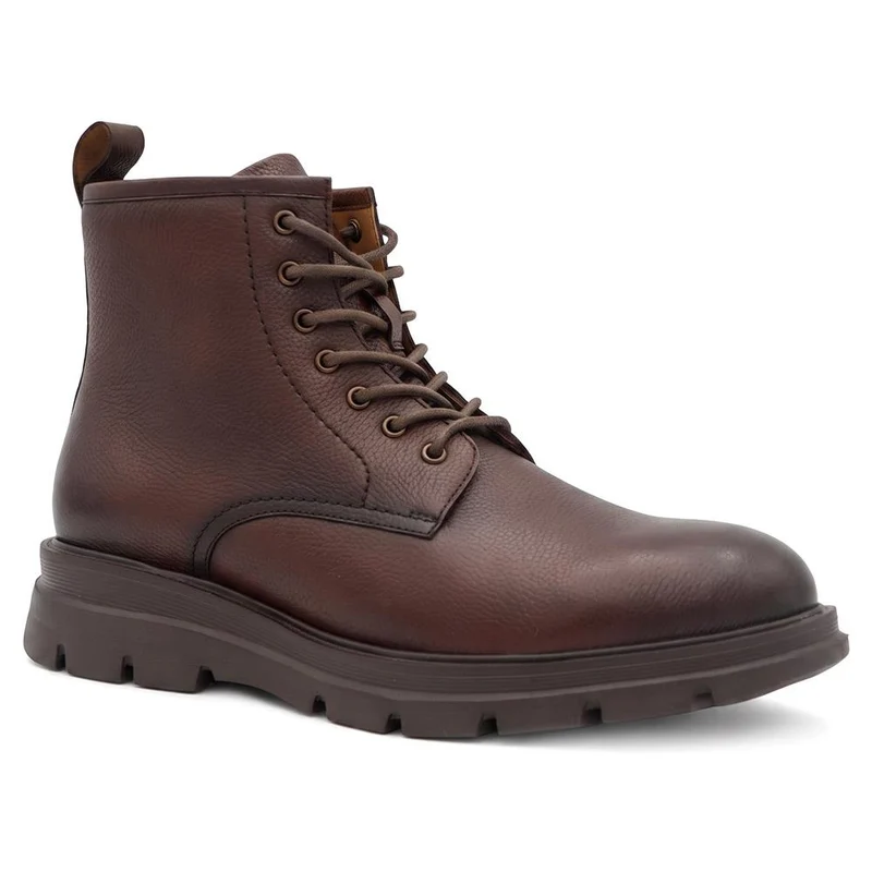 Wide Fit Chunky Leather Lace Up Boots - PRFEM44007 / 330 184