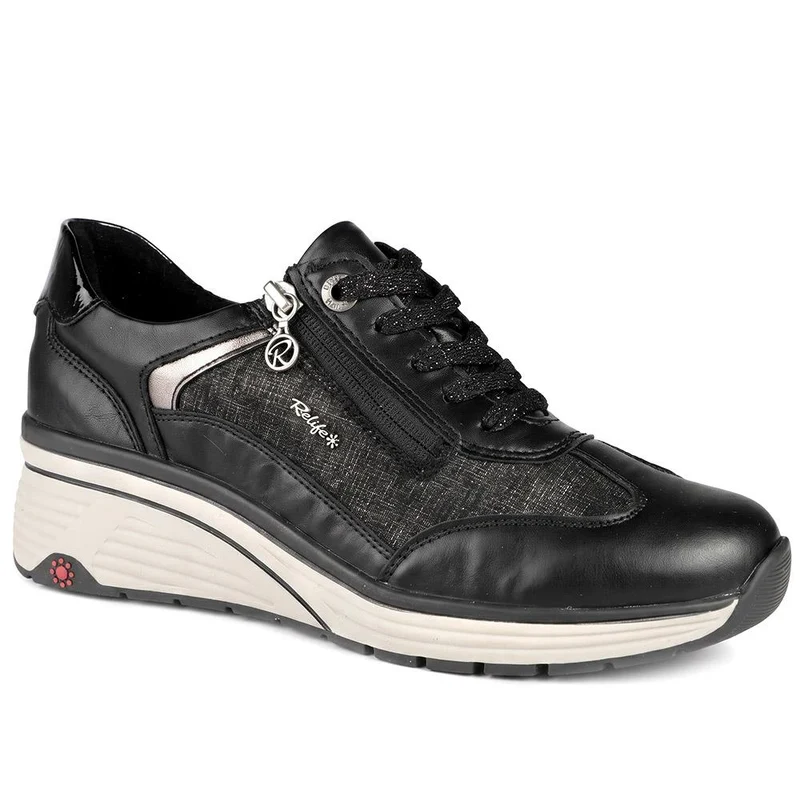 Relife Wedge Heel Zip & Lace Trainers - RELIF44028 / 329 646 - Black