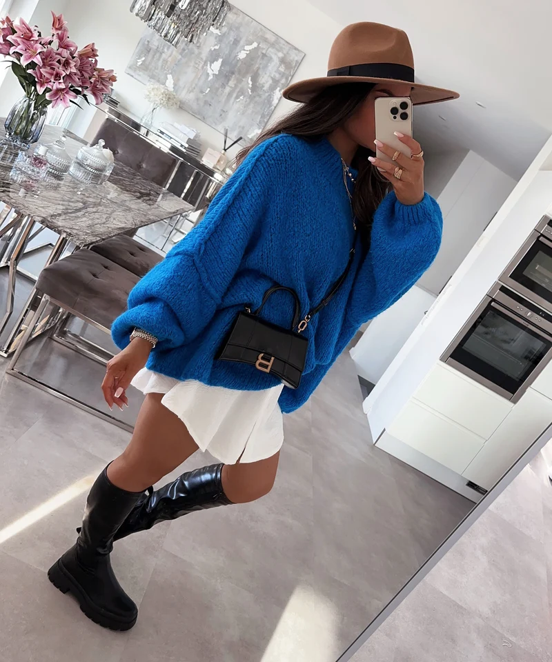 Oversize Pullover Nata Royalblau