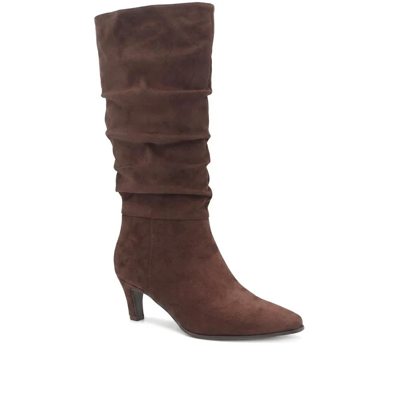 Bellissimo Slouch Design Cone Heel Boots - BELSANYI44039 / 330 082 - Chocolate