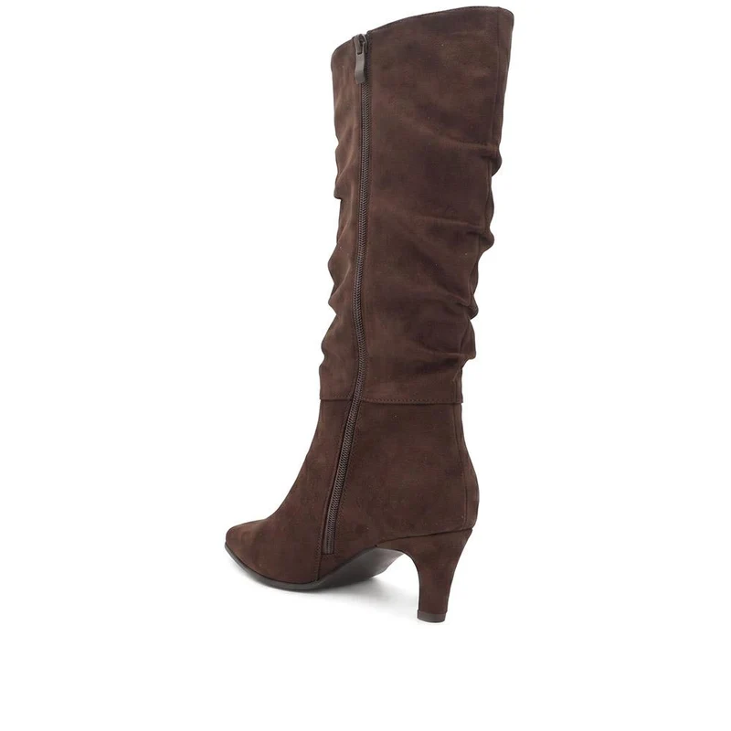 Bellissimo Slouch Design Cone Heel Boots - BELSANYI44039 / 330 082 - Chocolate