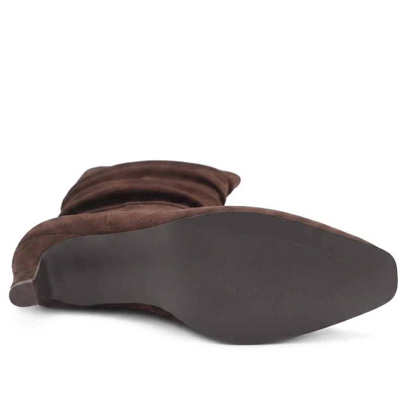 Bellissimo Slouch Design Cone Heel Boots - BELSANYI44039 / 330 082 - Chocolate