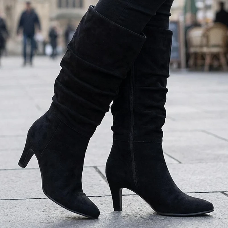 Bellissimo Slouch Design Cone Heel Boots - BELSANYI44039 / 330 082 - Black