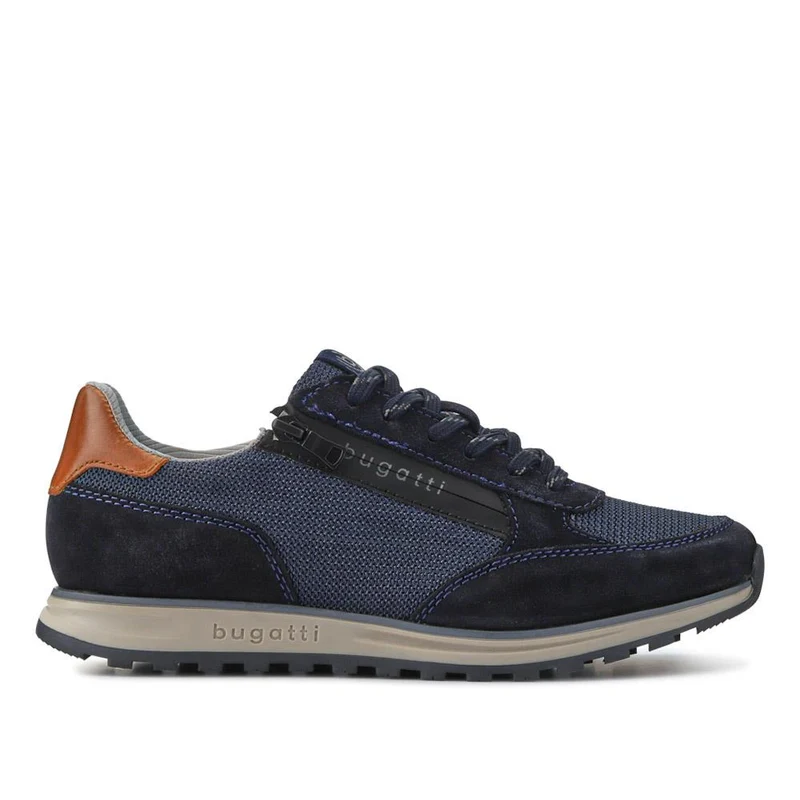 Smart Leather Lace-Up Trainers - BUG41502 / 326 719 - Navy