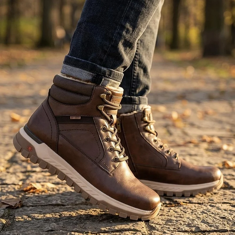 Relife Extra Wide Lace Up Casual Boots - RELIF44006 / 329 860 - Cognac