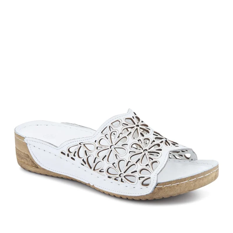 Breathable Cushioned Leather Mules - FLMI41000 / 327 607 - White