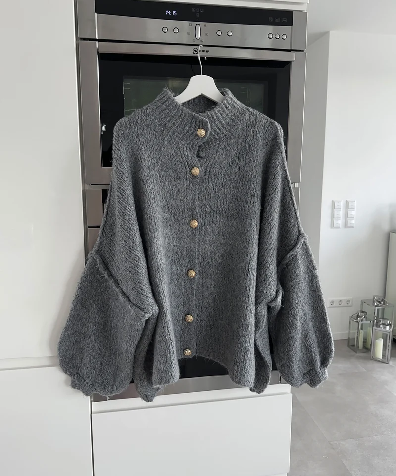 Oversize Strickjacke Jalsien Dunkelgrau