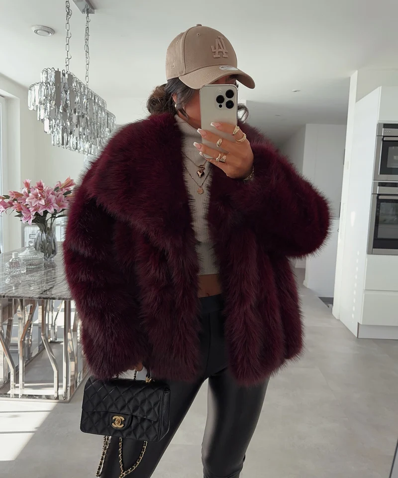 Felljacke Anastasia Weinrot