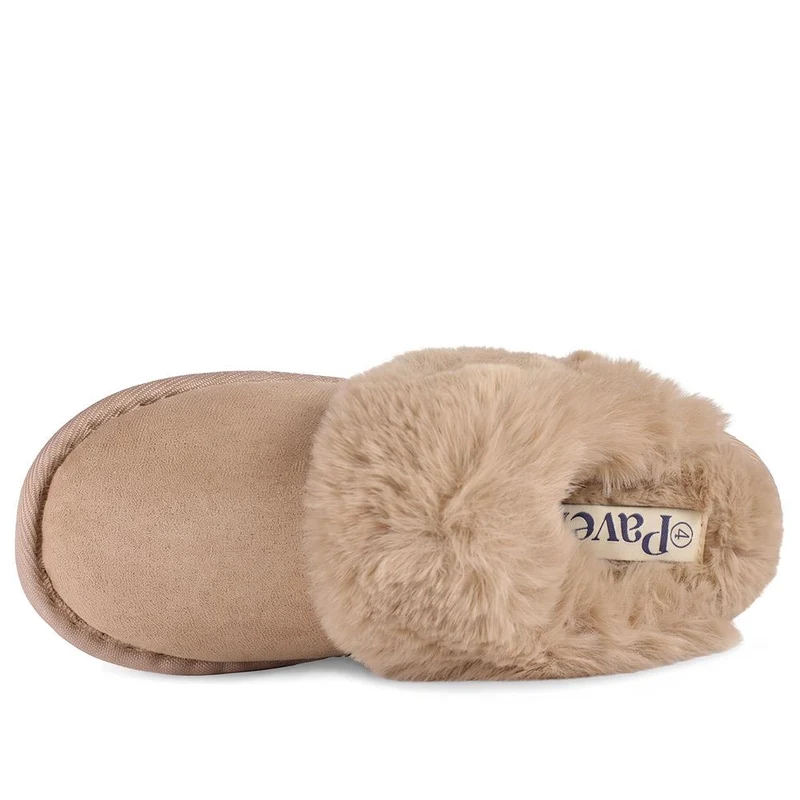Luxury Faux Fur Lined Mule Slippers - GALOP44004 / 330 021 - Gold Sparkle