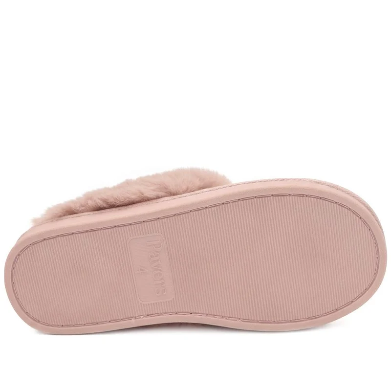 Luxury Faux Fur Lined Warm Mule Slippers - GALOP44006 / 330 024 - Blush