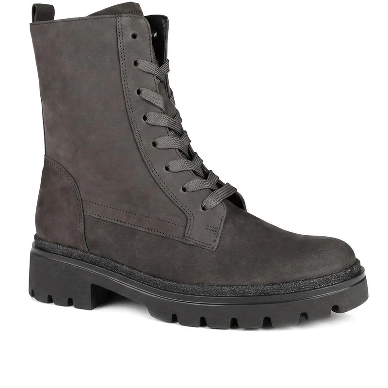 Gabor Wide Fit Leather Lace Up Boots - GABC44064 / 330 673 - Dark Grey