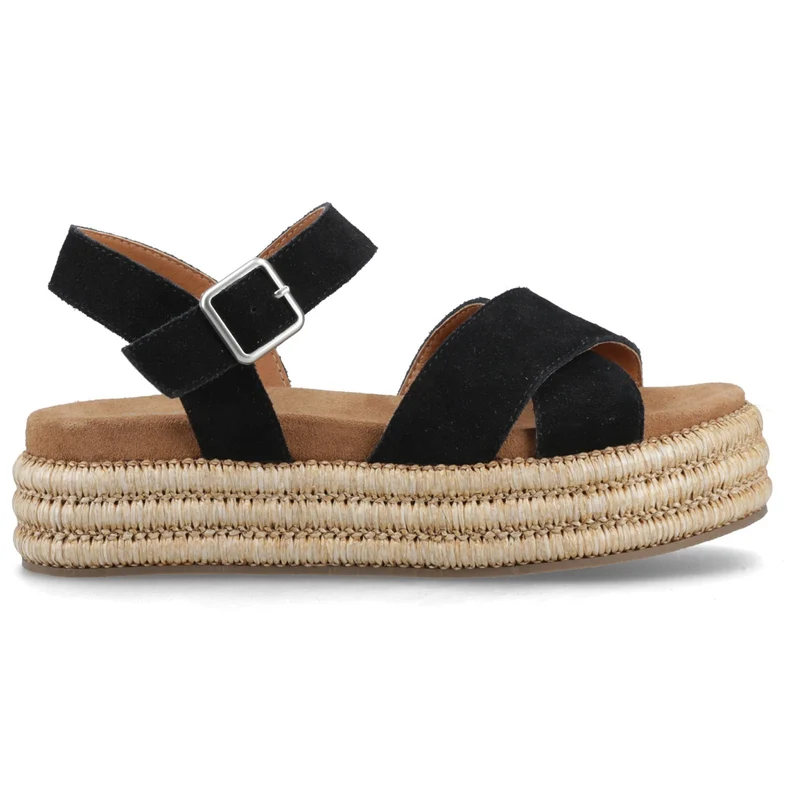 Hush Puppies Damen Rosa Rafia Sandale | Schwarz
