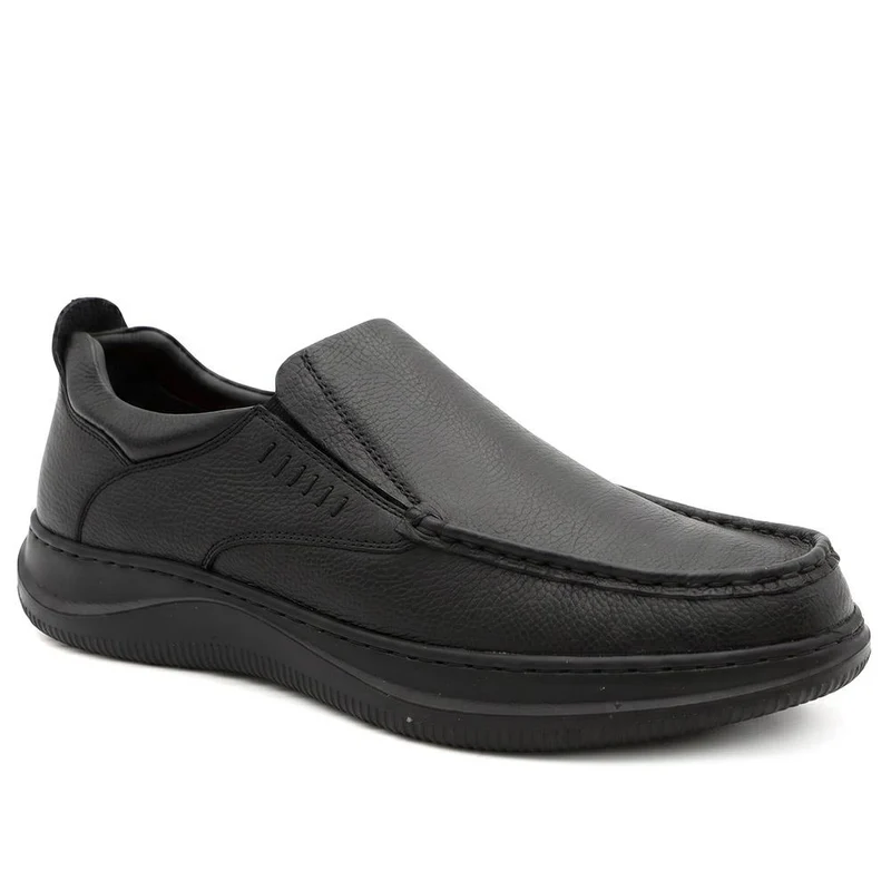 Wide Fit Leather Slip On Shoes - PRFEM44005 / 330 181 - Black
