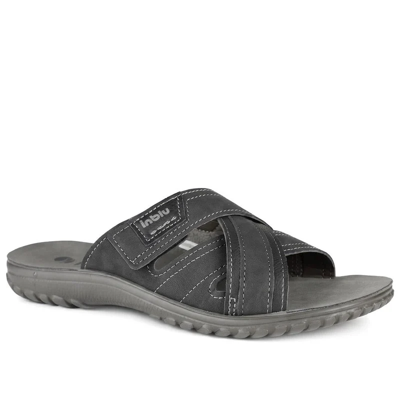 Inblu Crossed Touch Fasten Strap Mule Sandals - INB43040 / 330 333 - Black