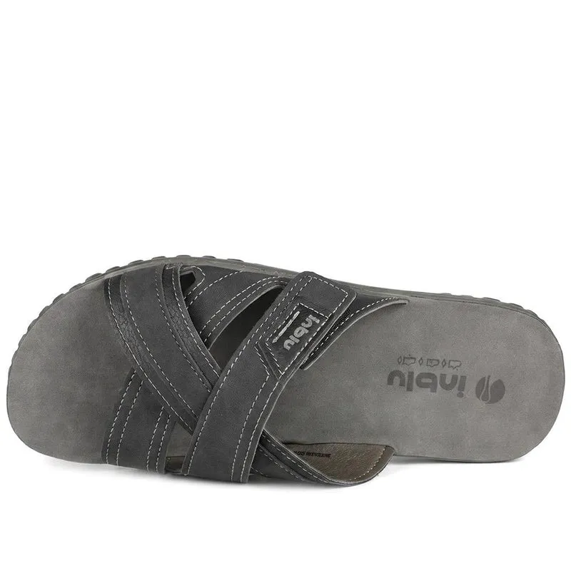 Inblu Crossed Touch Fasten Strap Mule Sandals - INB43040 / 330 333 - Black