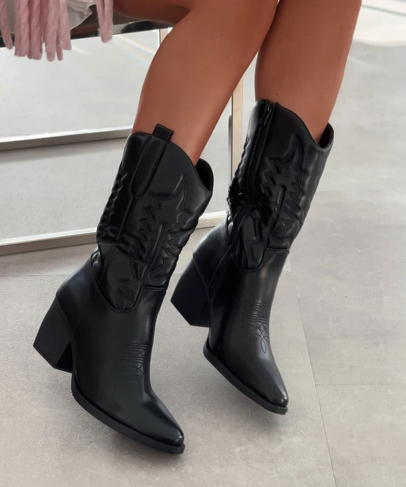 Cowboy Stiefel Selenay Schwarz Midi