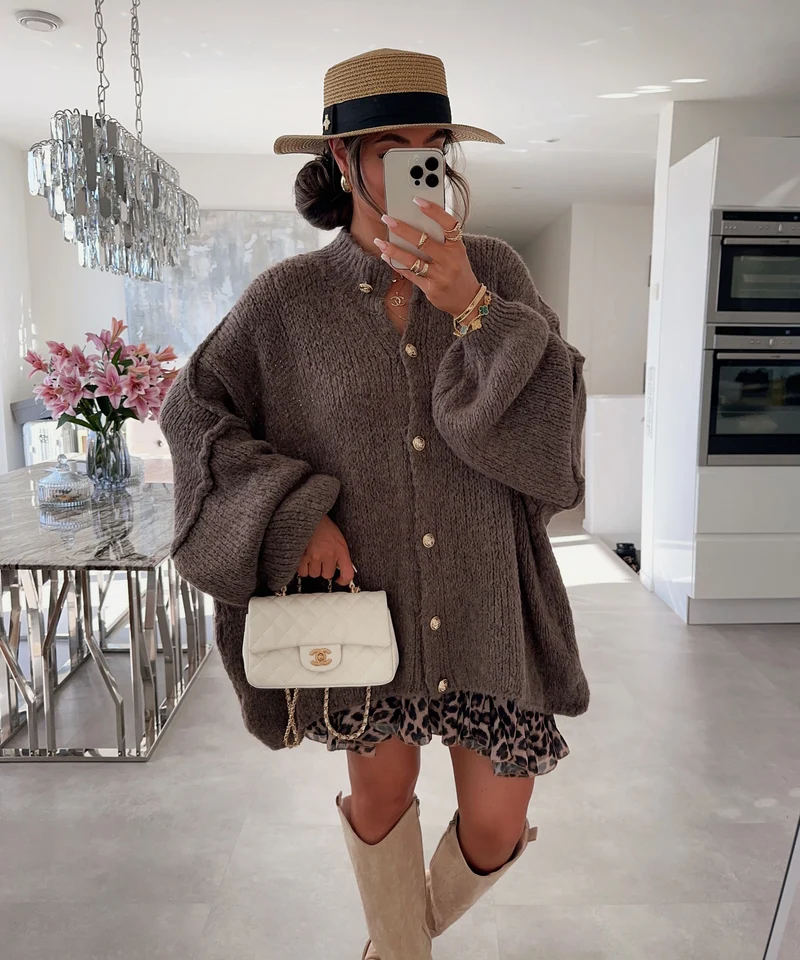 Oversize Strickjacke Jalsien Braun