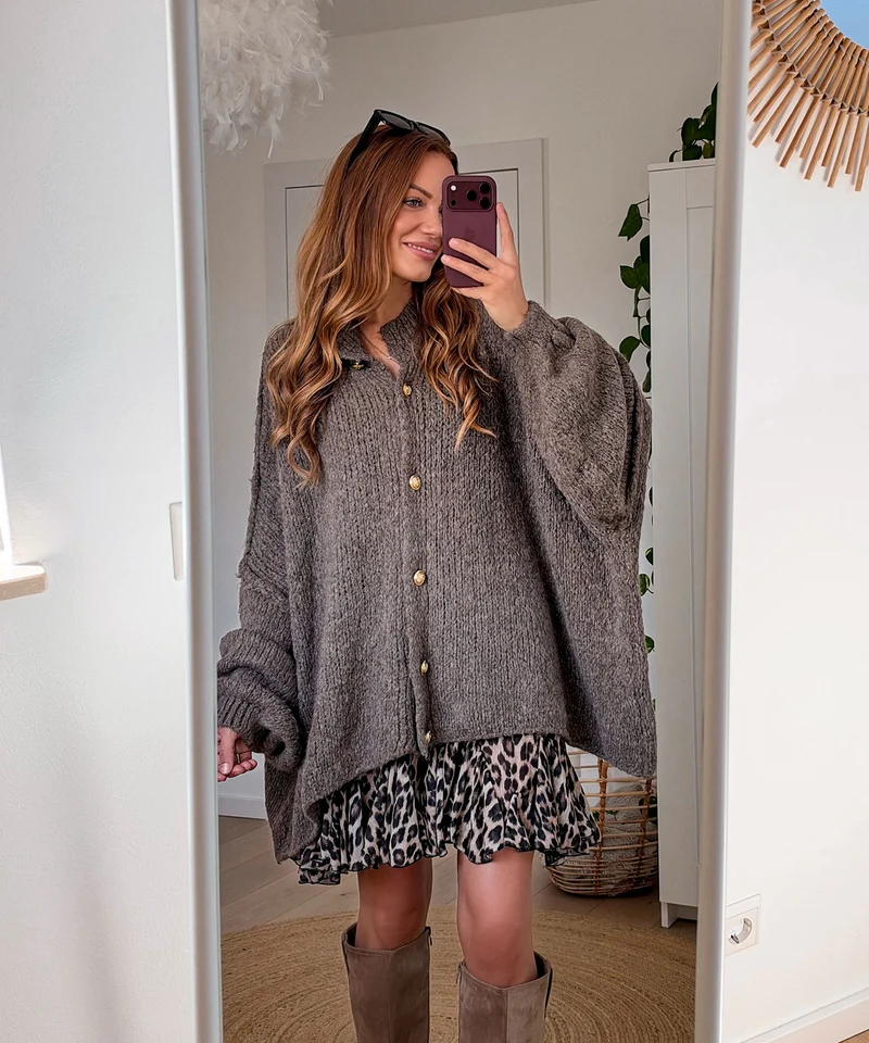 Oversize Strickjacke Jalsien Braun