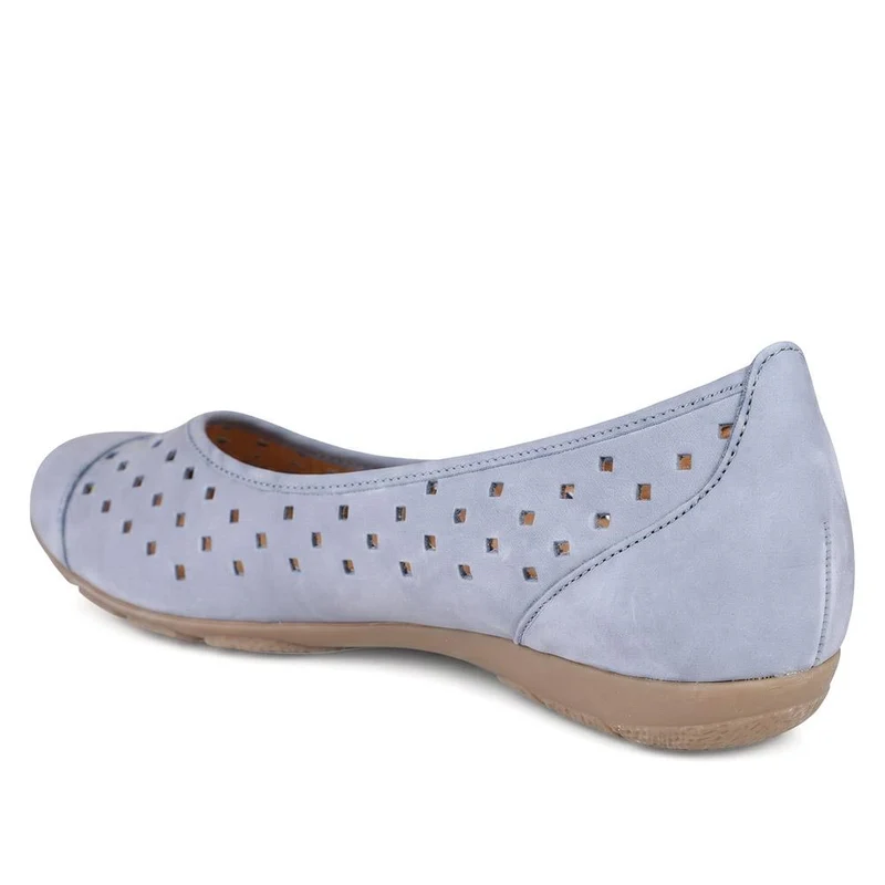 Gabor Leather Perforated Ballet Flats - GABC44060 / 330 679 - Denim