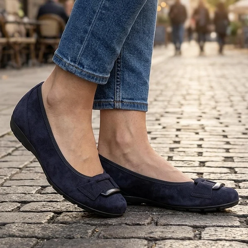 Gabor Leather Suede Ballet Flats - GABC44059 / 330 678 - Navy