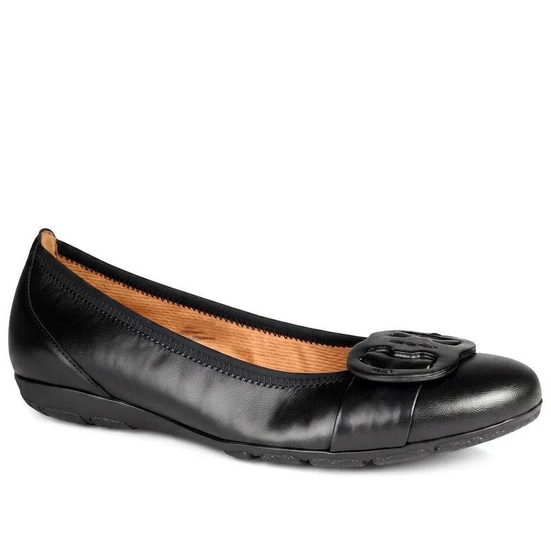 Gabor Leather Ballet Flats W/ Buckle Detail - GABC44058 / 330 677 - Black