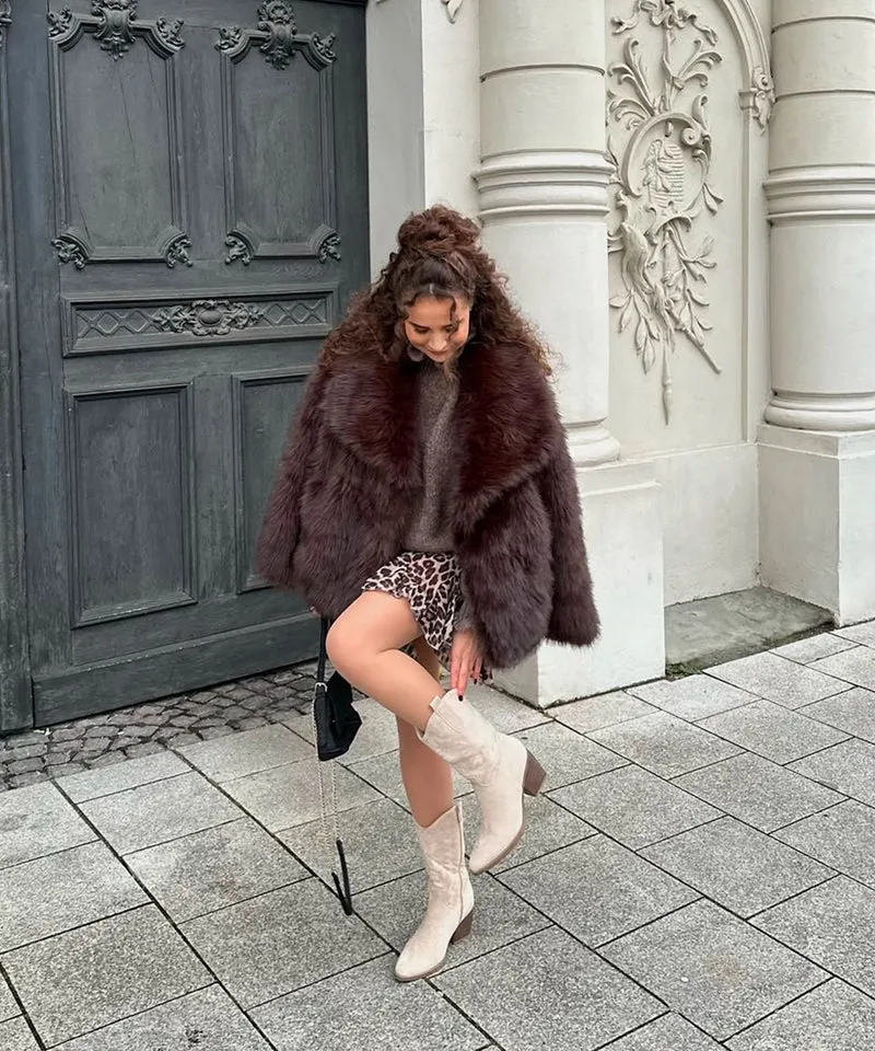 Cowboy Stiefel Selenay Beige Midi