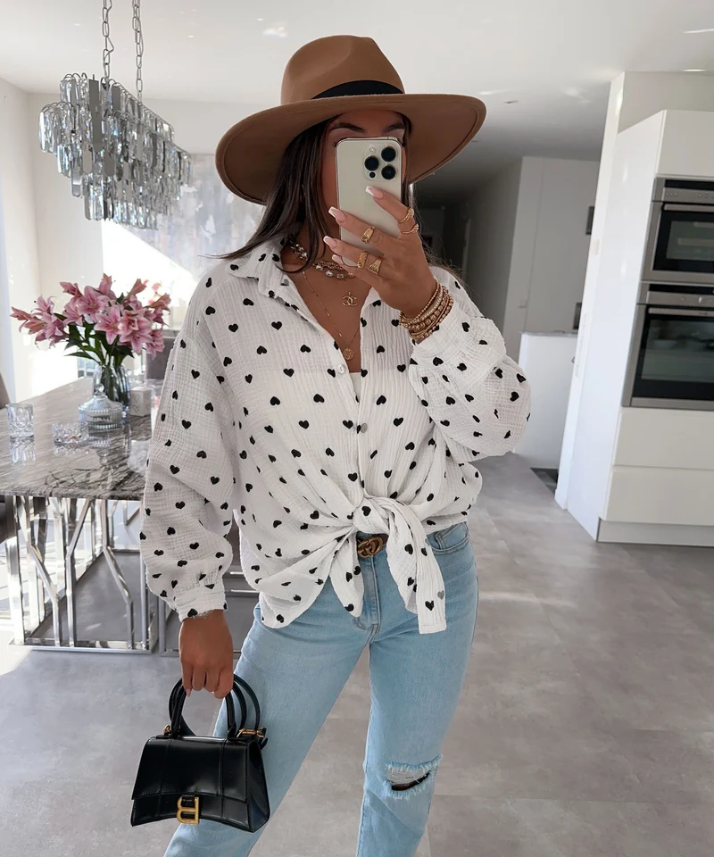 Musselin Bluse Tia Herz Schwarz