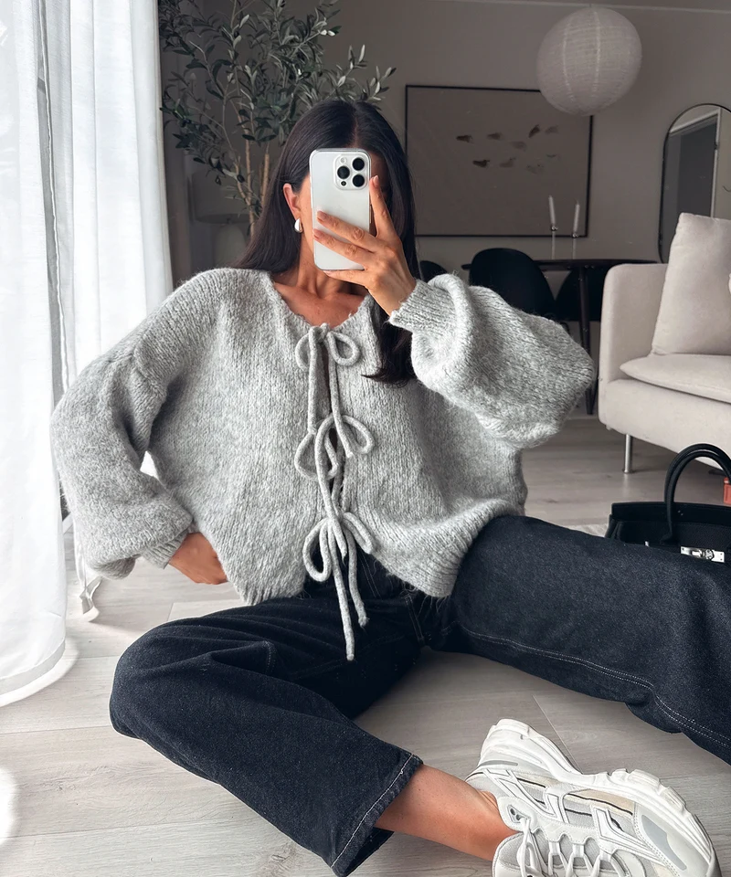 Cardigan Schleife Fia Hellgrau