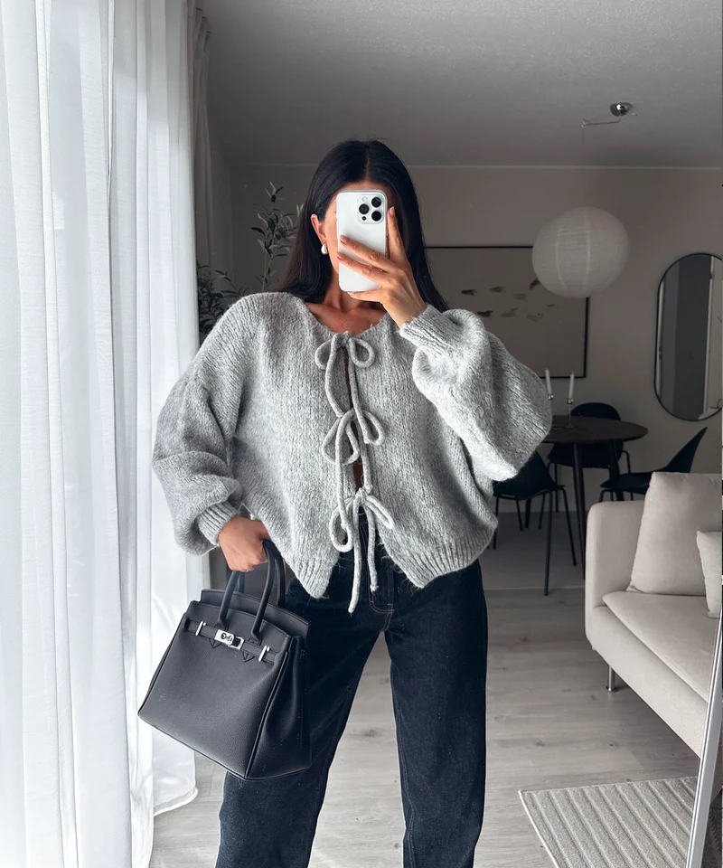 Cardigan Schleife Fia Hellgrau