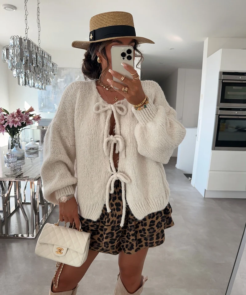 Cardigan Schleife Fia Beige