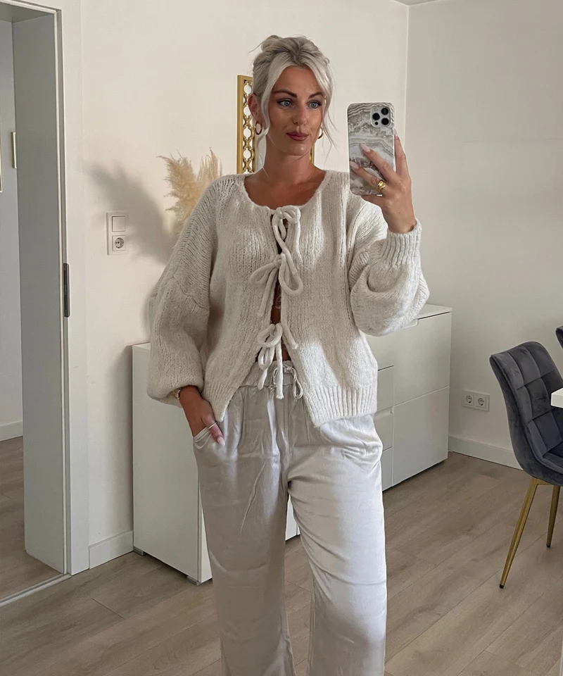 Cardigan Schleife Fia Beige