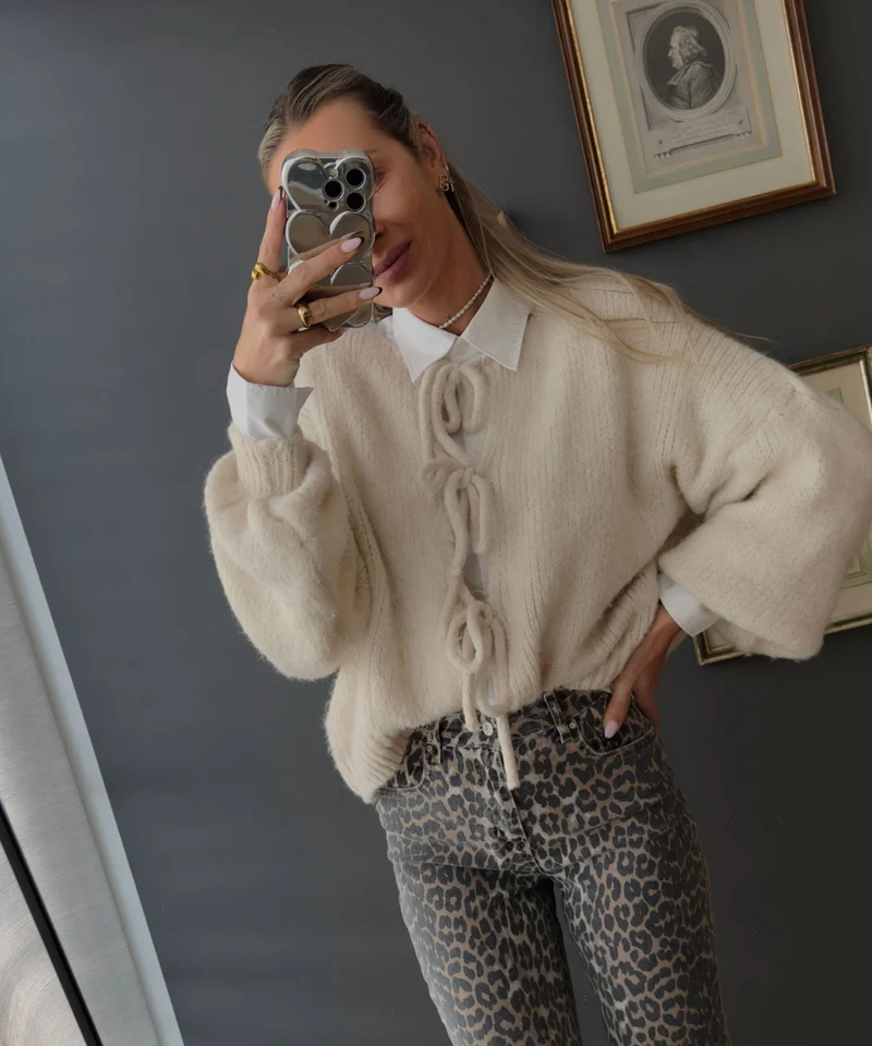 Cardigan Schleife Fia Beige