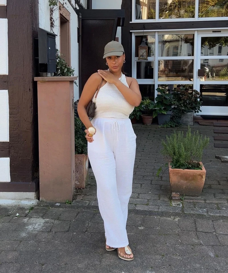 Musselin Hose Abril Weiß