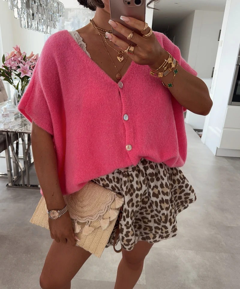 Kurzarm Cardigan Liz Pink