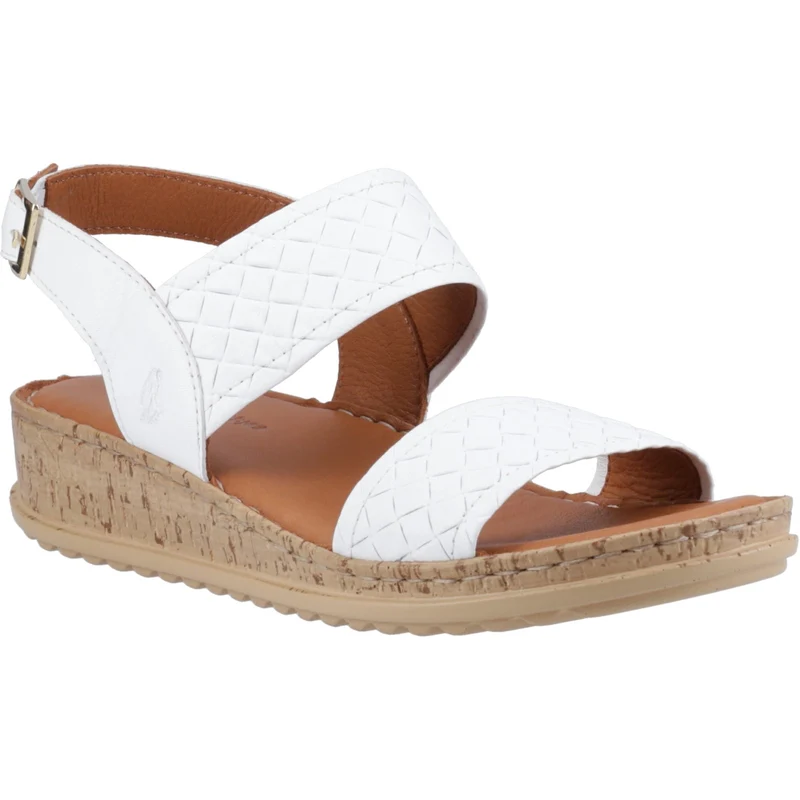 Hush Puppies Damen-Sandalen aus gewebtem Ebenholz | Weiß