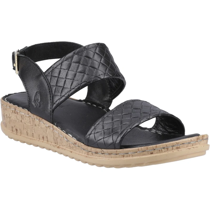 Hush Puppies Schwarze Damen-Sandalen aus gewebtem Material