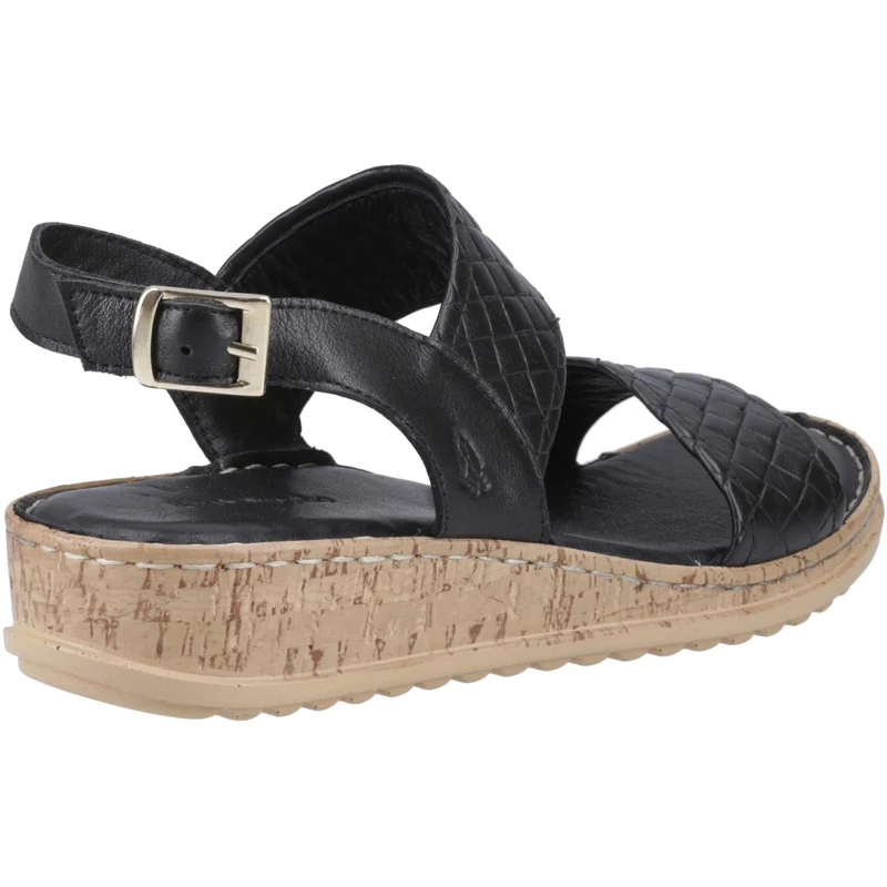 Hush Puppies Schwarze Damen-Sandalen aus gewebtem Material