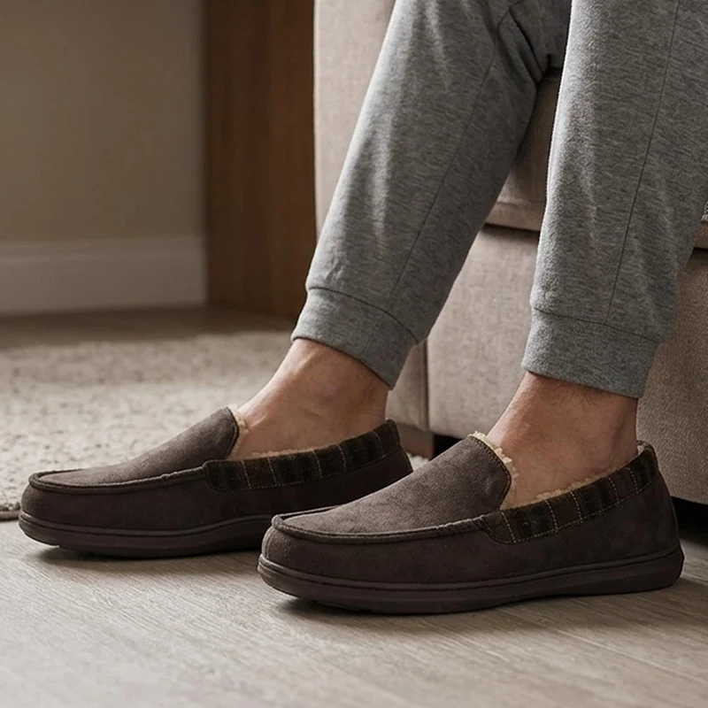 Fur-Lined Slippers - GALOP40021 / 326 305 - Brown Multi