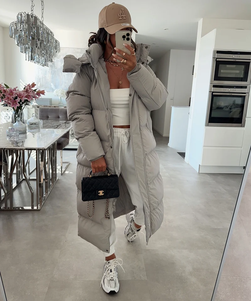 Oversize Jacke Addie Lang Grau